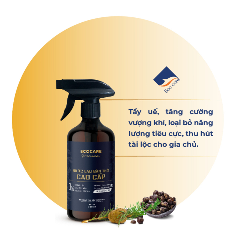 Nước Lau Bàn Thờ Thu Hút Tài Lộc, Tẩy Uế 300ml ECOCARE Thành Phần Thiên Nhiên, Nước Rửa Làm Sạch Trang Thờ