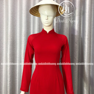 Áo dài trơn Đinh Hương cổ truyền thống tay dài vải chiffon 4 tà