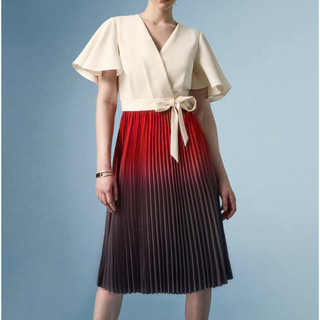 ĐẦM T3D PRINTED FLARED SLEEVE BELTED