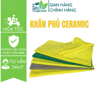 Khăn phủ ceramic siêu mịn không sổ lông dùng phủ ceramic ô tô, xe máy màu vàng khổ 40x40cm ThuậnPhát