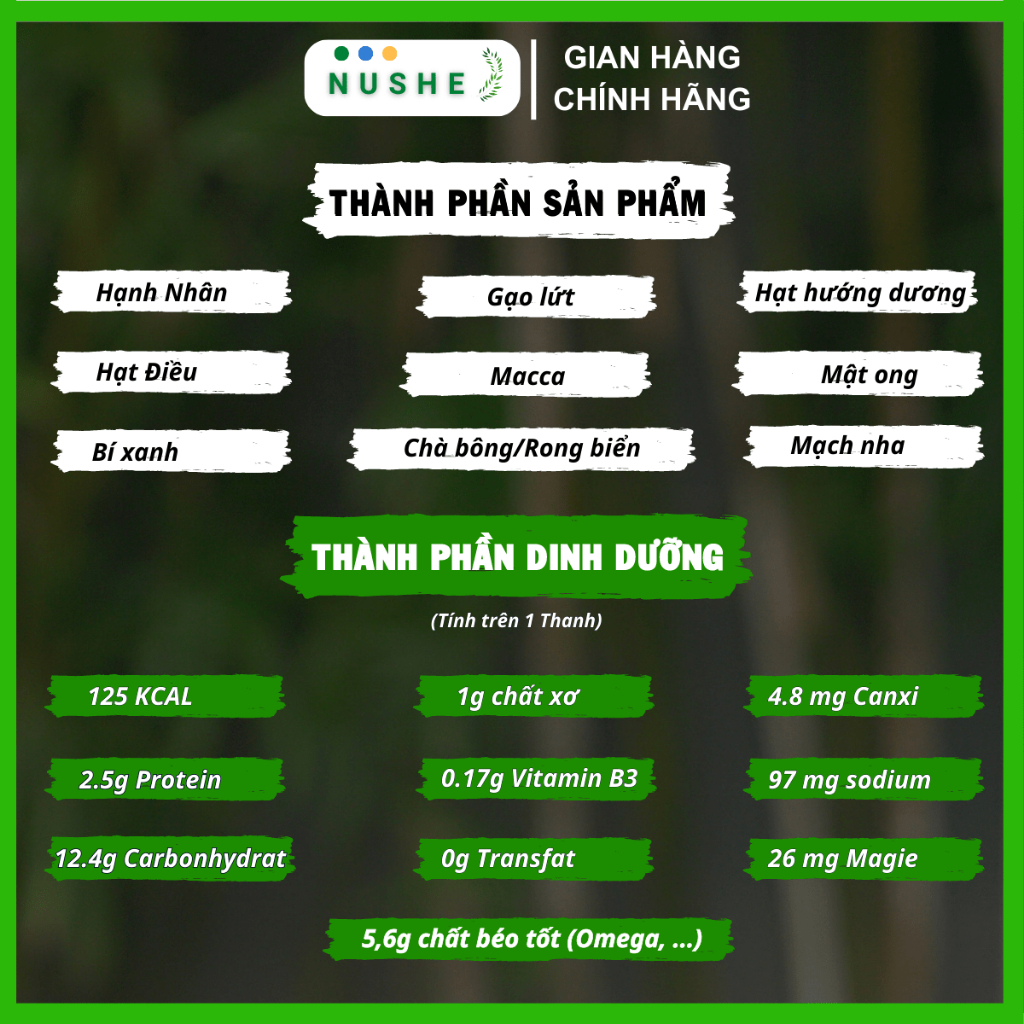 Thanh gạo lứt Nushe Food, Thanh dinh dưỡng, Túi 200g, 1 túi 8-9 thanh, Vị rong biển, Vị chà bông, Healthy Food
