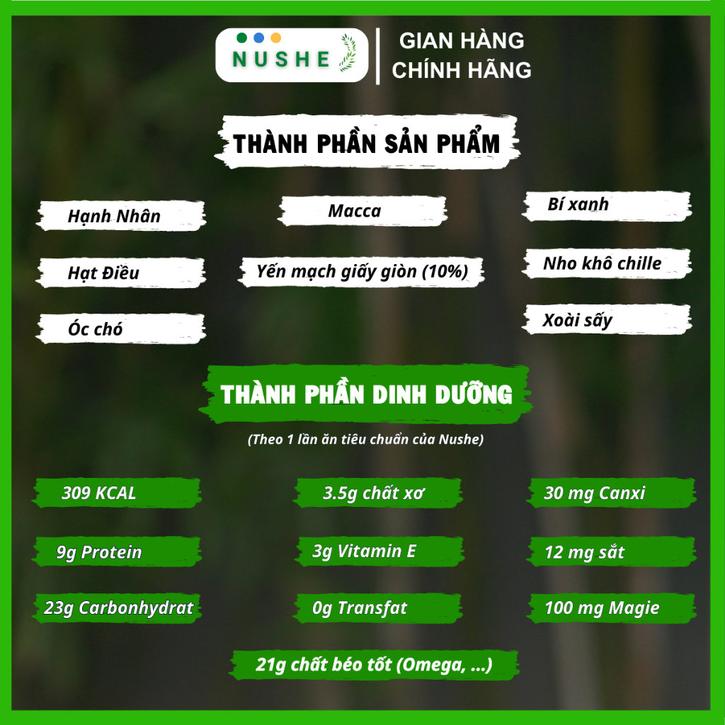Granola Siêu Hạt, Nushe Food, Giảm Cân, Ăn Vặt, 10% yến mạch, 500gr, ăn kiêng, tăng cân