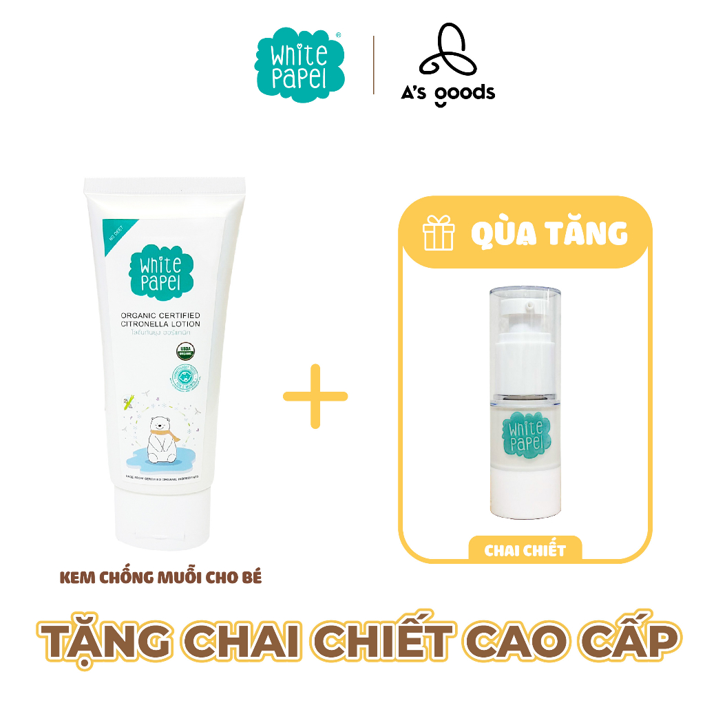 Kem chống muỗi hữu cơ chứng nhận USDA Organic chống nắng dưỡng ẩm White Papel (80mL)