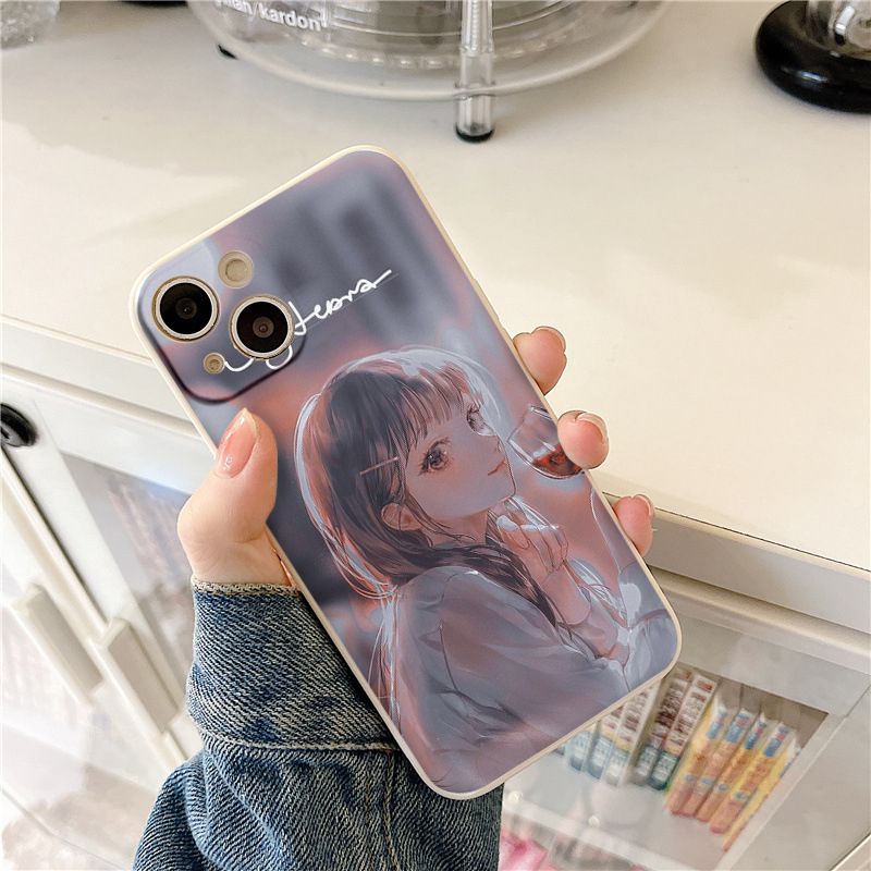 Ốp Điện Thoại hình cô gái dễ thương Cho iP 13 12 7 8 Plus X Xr Xs Max 11 12 Pro Max eh2173