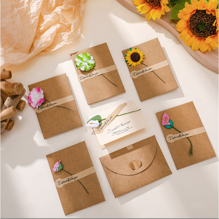 Thiệp chúc mừng sinh nhật tình nhân ngày nhà giáo 20/11 giấy kraft kèm phong bì thư phụ kiện quà tặng king9