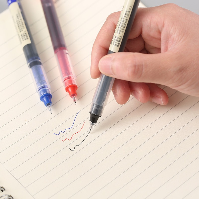 Bút gel Wk 021 ngòi kim ngòi bút 0.5mm bút nước ống mực lớn 3 màu đen xanh đỏ viết mực đẹp