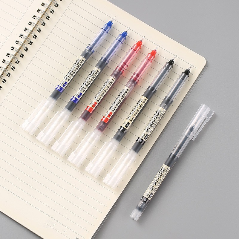 Bút gel Wk 021 ngòi kim ngòi bút 0.5mm bút nước ống mực lớn 3 màu đen xanh đỏ viết mực đẹp