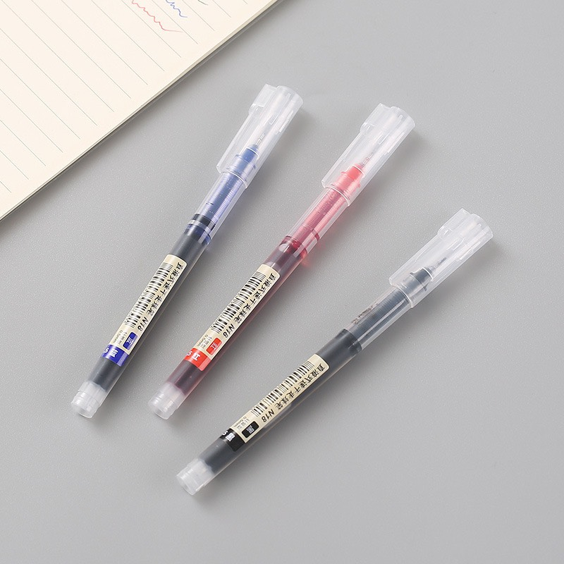 Bút gel Wk 021 ngòi kim ngòi bút 0.5mm bút nước ống mực lớn 3 màu đen xanh đỏ viết mực đẹp