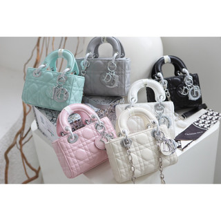 Túi xách cd lady d-joy tag bạc size 18cm