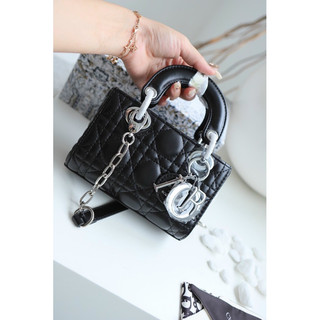 Túi xách CD Lady D-Joy tag bạc size 18cm
