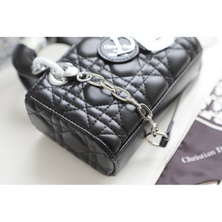 Túi xách CD Lady D-Joy tag bạc size 18cm