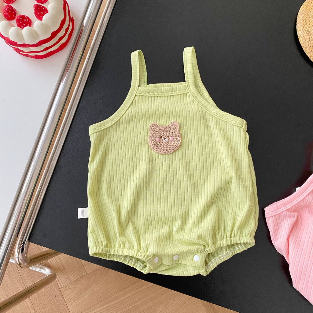Bodysuit 2 dây cho bé gái chất thun Hàn mềm mát, Body chip cho bé sơ sinh dễ thương