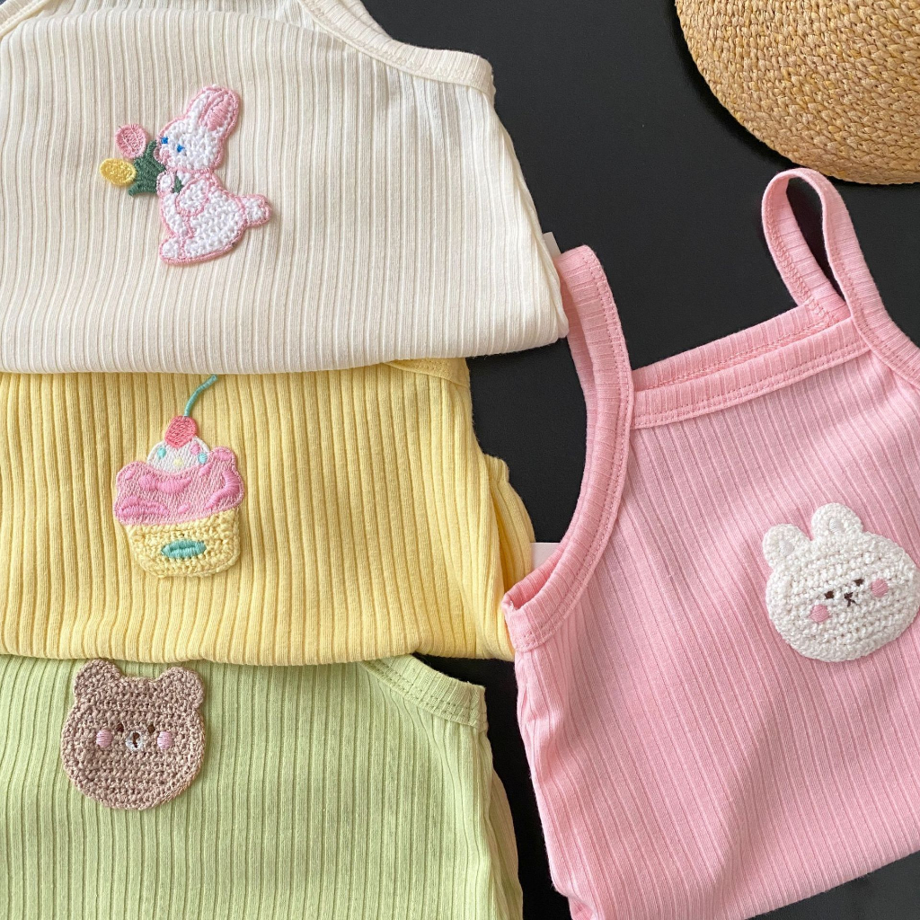 Bodysuit 2 dây cho bé gái chất thun Hàn mềm mát, Body chip cho bé sơ sinh dễ thương