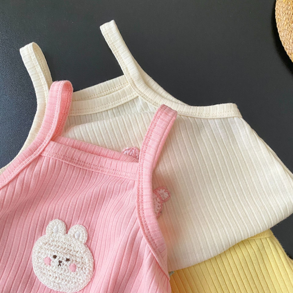 Bodysuit 2 dây cho bé gái chất thun Hàn mềm mát, Body chip cho bé sơ sinh dễ thương