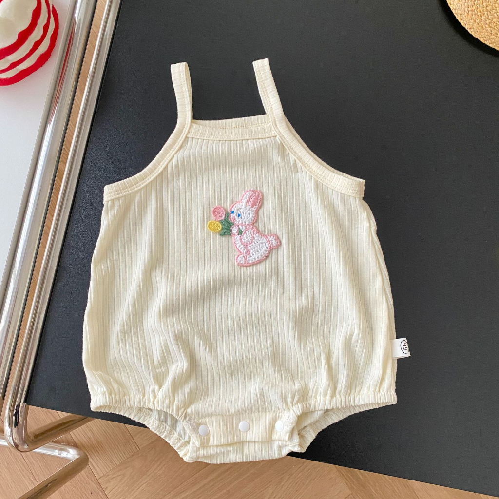 Bodysuit 2 dây cho bé gái chất thun Hàn mềm mát, Body chip cho bé sơ sinh dễ thương