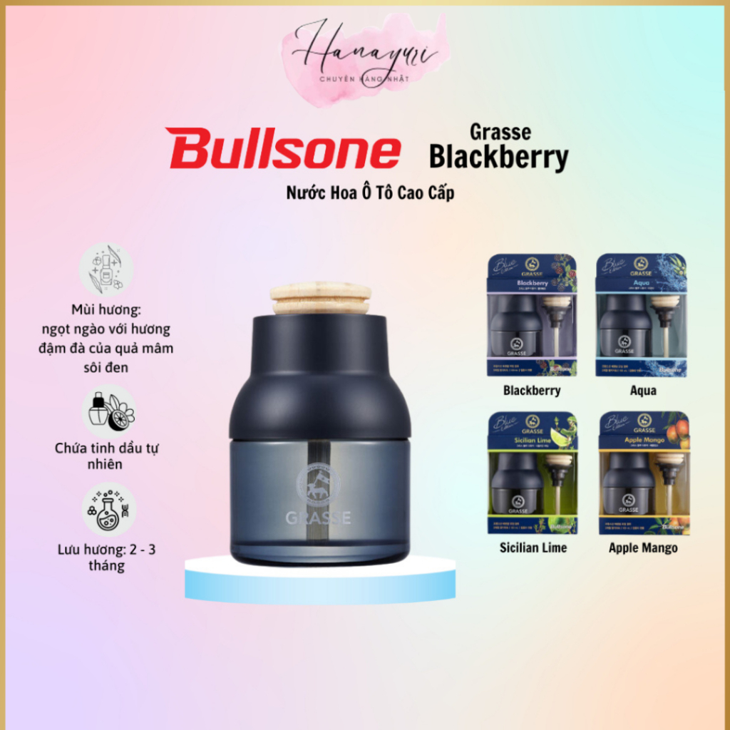 Nước Hoa Ô Tô Cao Cấp Bullsone Grasse Blue Blackberry/Aqua/Apple Mango/Sicilian Lime - Hàng Chính Hãng
