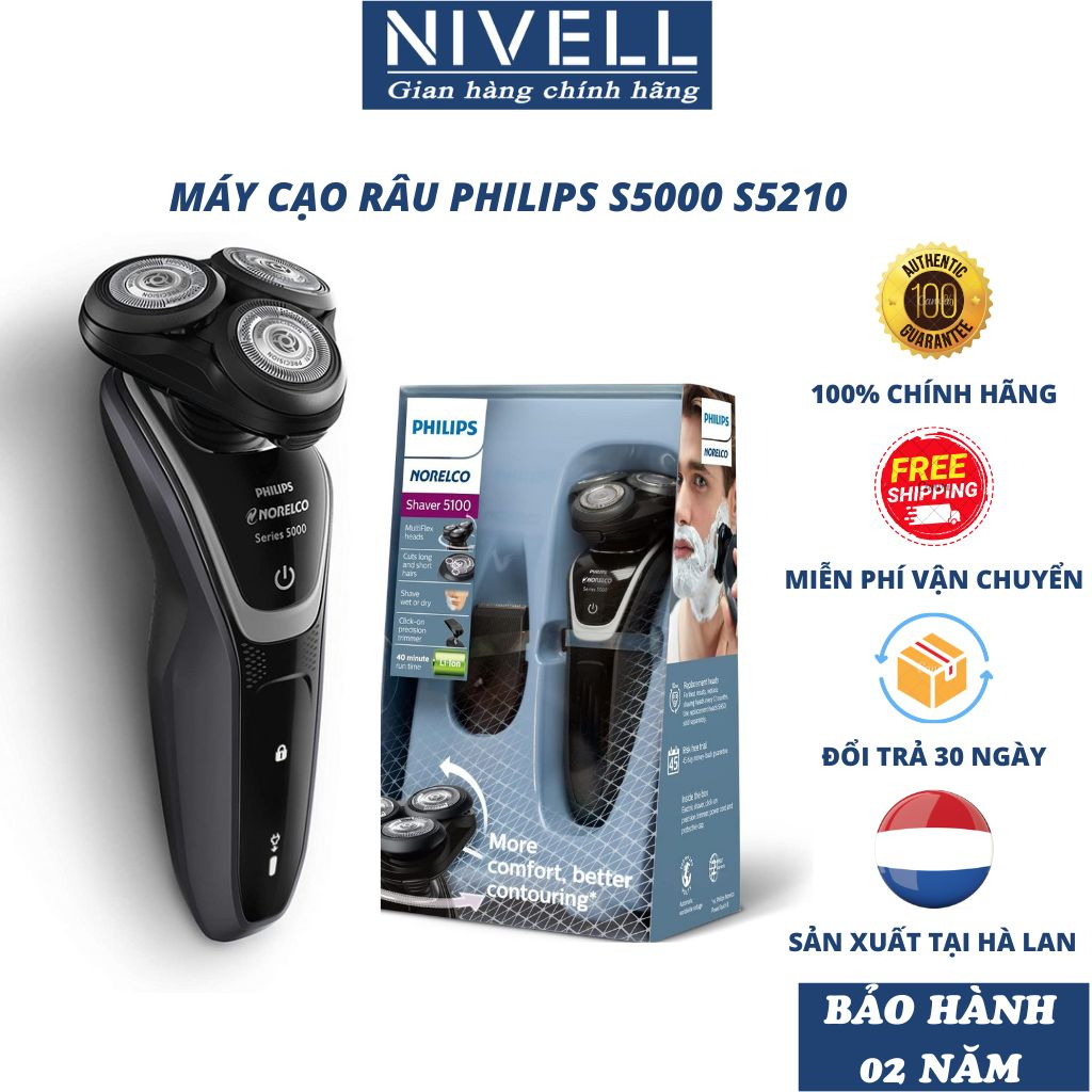 Máy cạo râu nam Philips Series 5000 S5210, máy cạo râu đa năng chính hãng, dao cạo râu điện Philips cầm tay