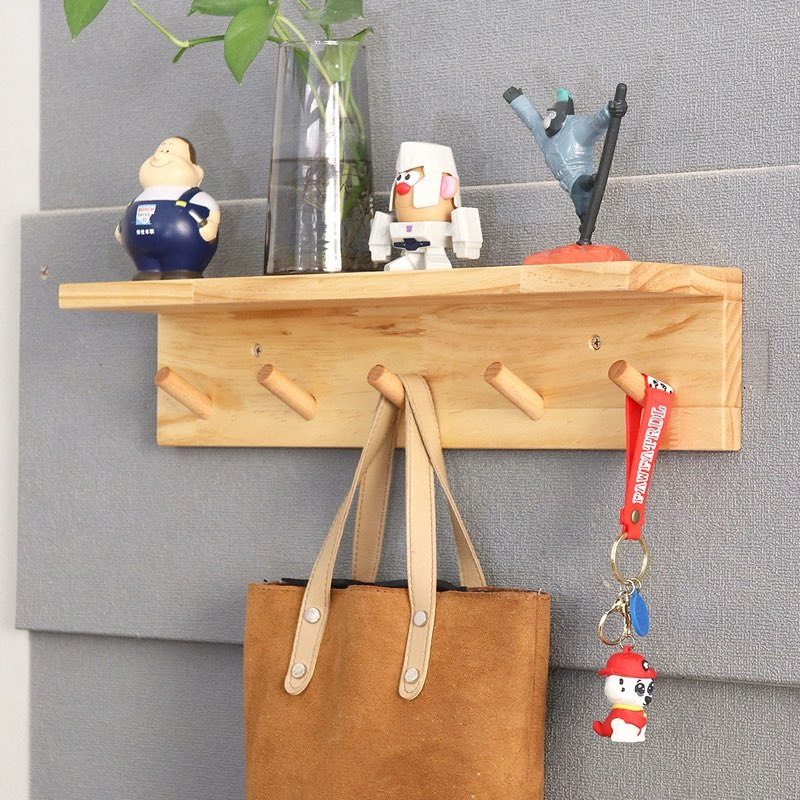 Decor Móc gỗ gắn tường - Kệ gỗ treo tường kèm móc trang trí nhà cửa