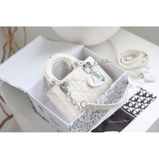 Túi xách CD Lady D-Joy tag bạc size 18cm