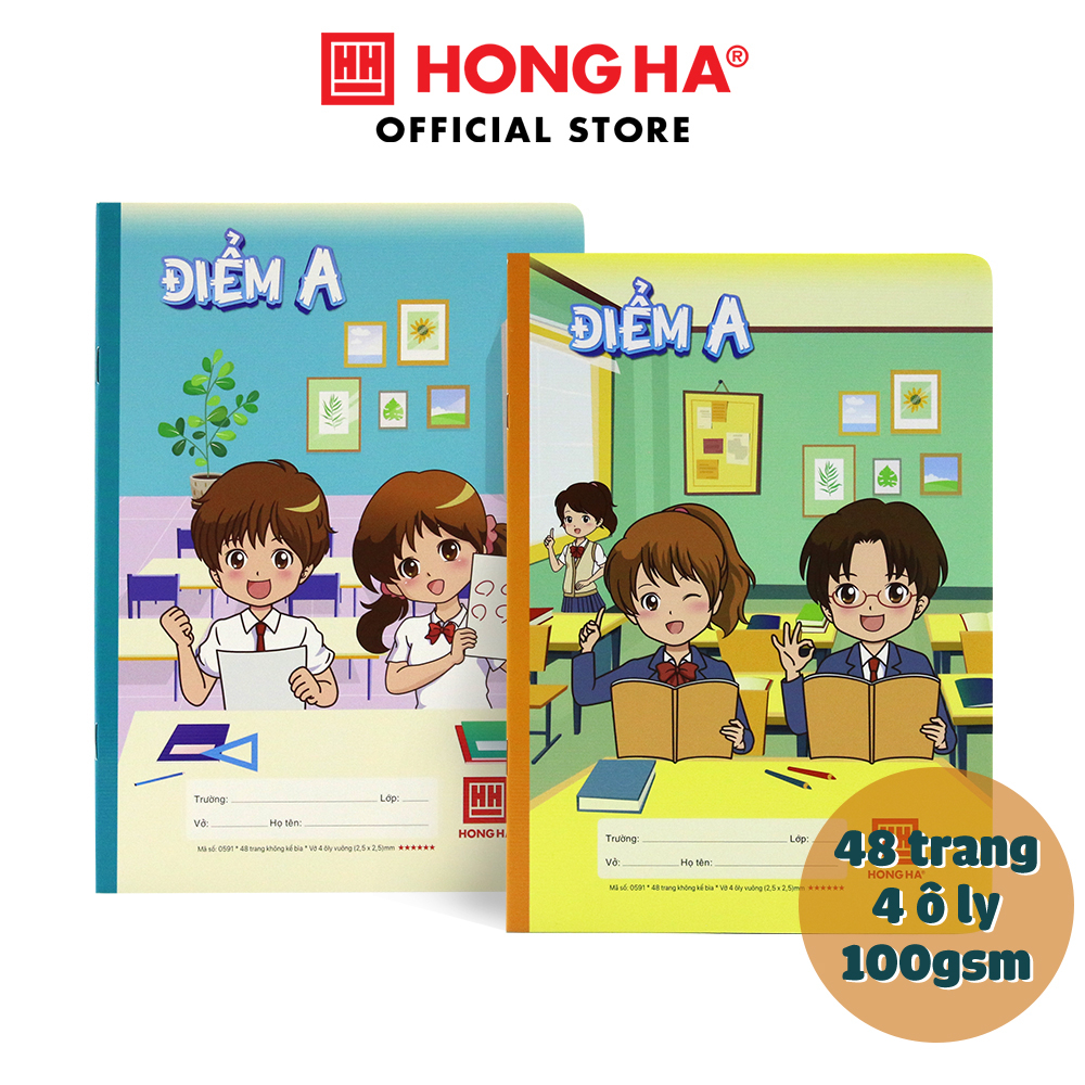 Vở 4 ô ly Hồng Hà School Điểm A 48 trang - 0591