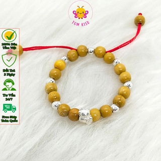 Vòng dâu tằm cho bé sơ sinh tuổi mèo 2023 chất liệu dâu tằm Việt Nam mix bạc ta - Kỵ tà tránh gió bé ngủ ngon - TomKisd