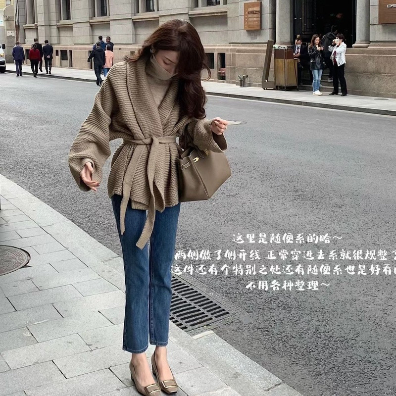 Áo len choàng kèm đai hàng QCCC