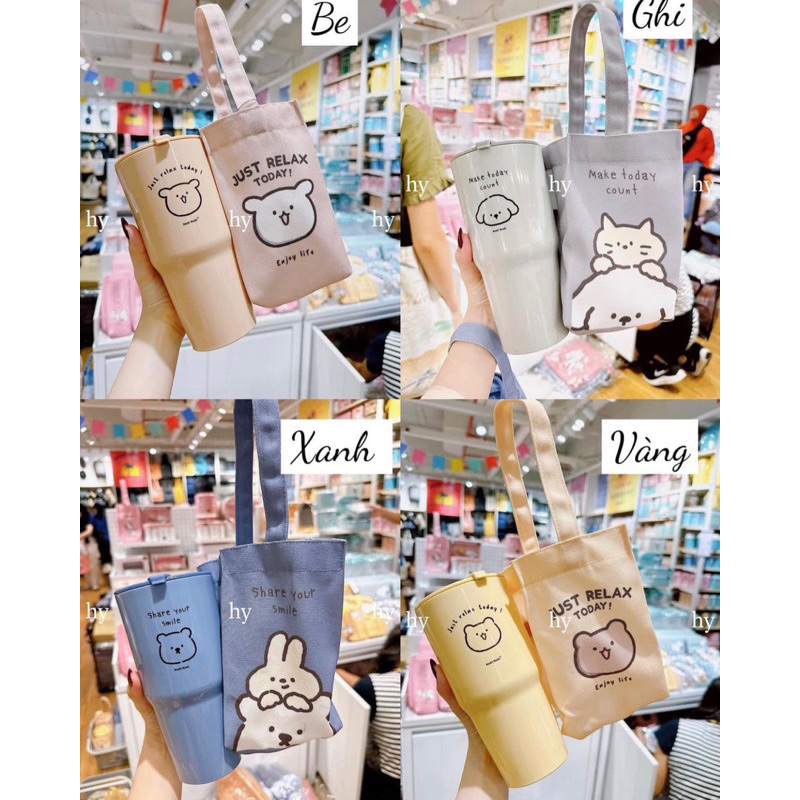 Bình nước moshi ly moshi kèm túi nhiều màu