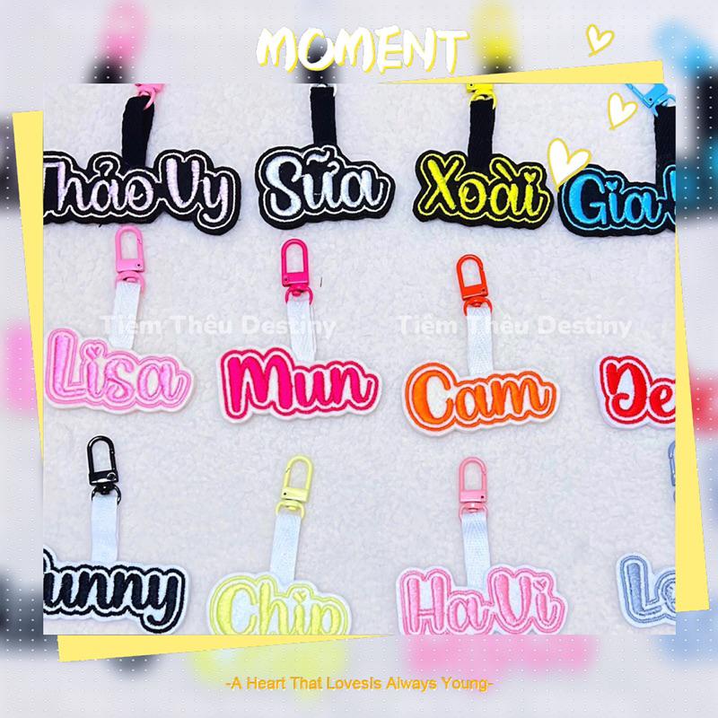 🆂🅸🅼🅿🅻🅴 🅺🅴🆈🅲🅷🅰🅸🅽  Móc khoá thêu tên basic tránh nhầm lẫn 🖤