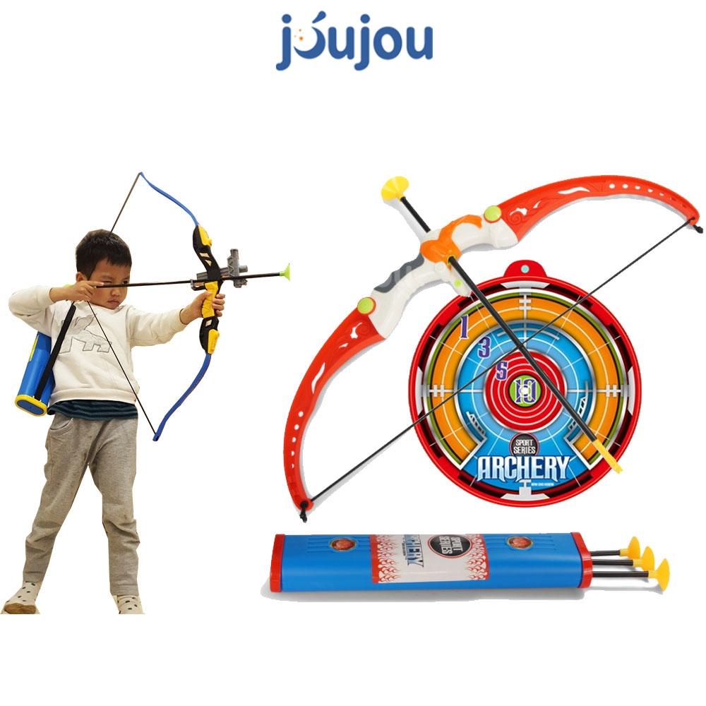 Đồ chơi bé trai bắn cung an toàn JuJou Let's Play cung tên chắc khỏe, mũi tên bằng silicon hút dính an toàn