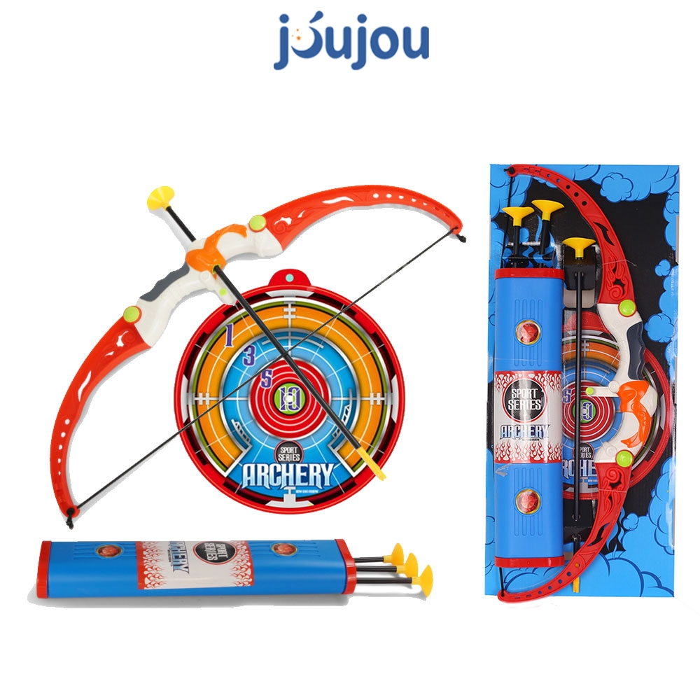 Đồ chơi bé trai bắn cung an toàn JuJou Let's Play cung tên chắc khỏe, mũi tên bằng silicon hút dính an toàn