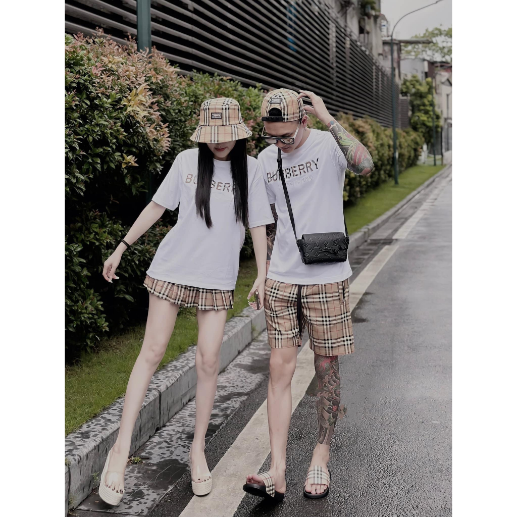 Set Couple Nam Nữ, Đồ Couple BBR Nam Nữ, Chất Cotton Co Dãn 4 Chiều Size <70kg