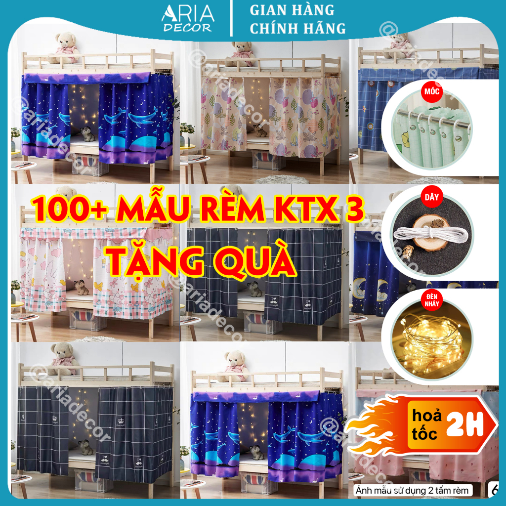 Rèm ktx Aria Decor, rèm giường tầng, kí túc xá sinh viên mẫu mới 2023