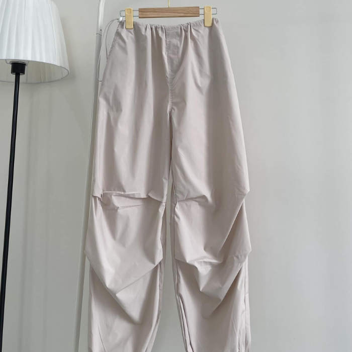 Quần Vải Dù Ống Rộng Dây Rút Phong Cách Tiệm Đồ Tháng 4 TIME PANTS