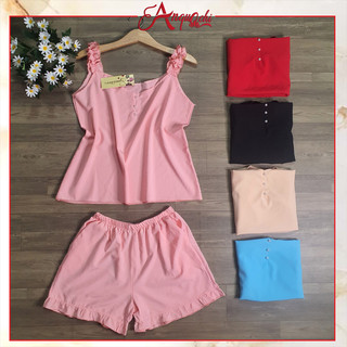 Đồ Bộ Nữ Mặc Nhà Anquachi Quần Đùi Áo 2 Dây Lụa Hoa Nhí Lưng Thun Mặc Ở Nhà Đẹp Đi Chơi Dễ Thương A073