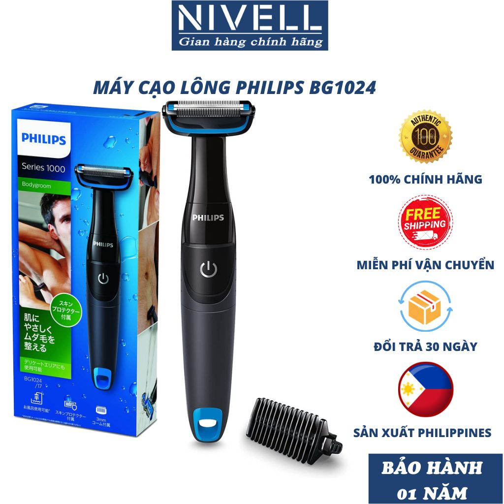 Dao cạo lông vùng nín nữ/nam, máy cạo lông vùng kín mini cầm tay, máy cạo lông nách, lông chân PHILIPS - BG1024/17