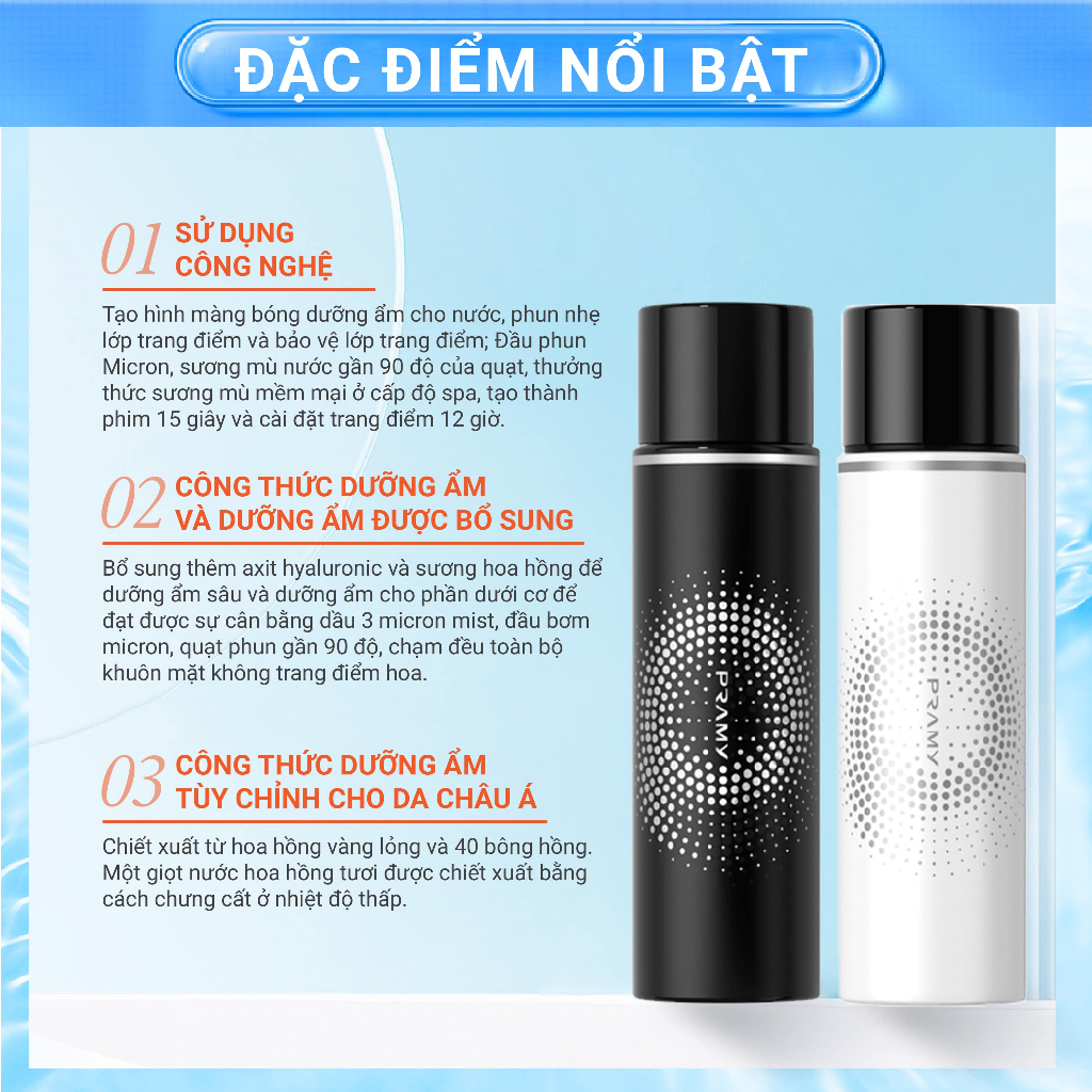 Xịt cố định trang điểm PRAMY lâu trôi dưỡng ẩm kiềm dầu 100ml