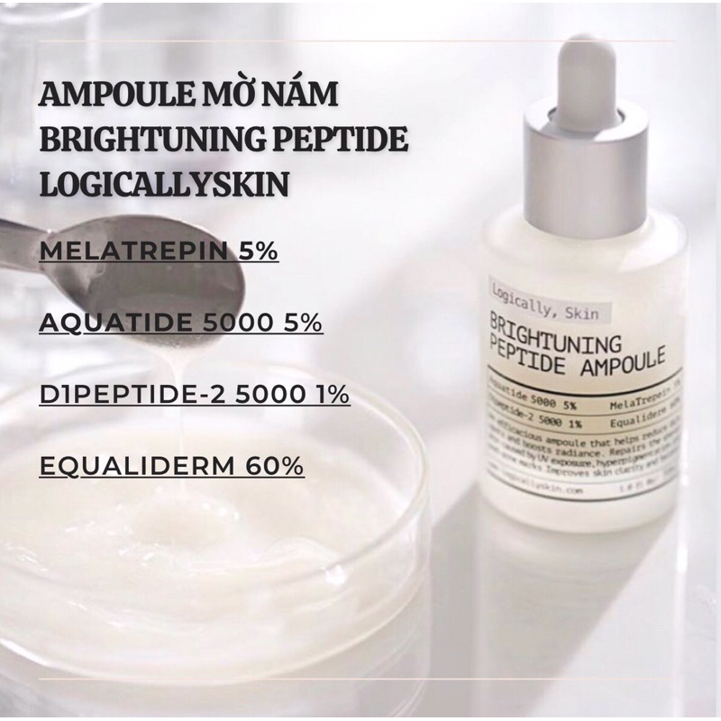Tinh chất dưỡng trắng, giảm thâm Logically,Skin Brightuning Peptide Ampoule dung tích 30ml