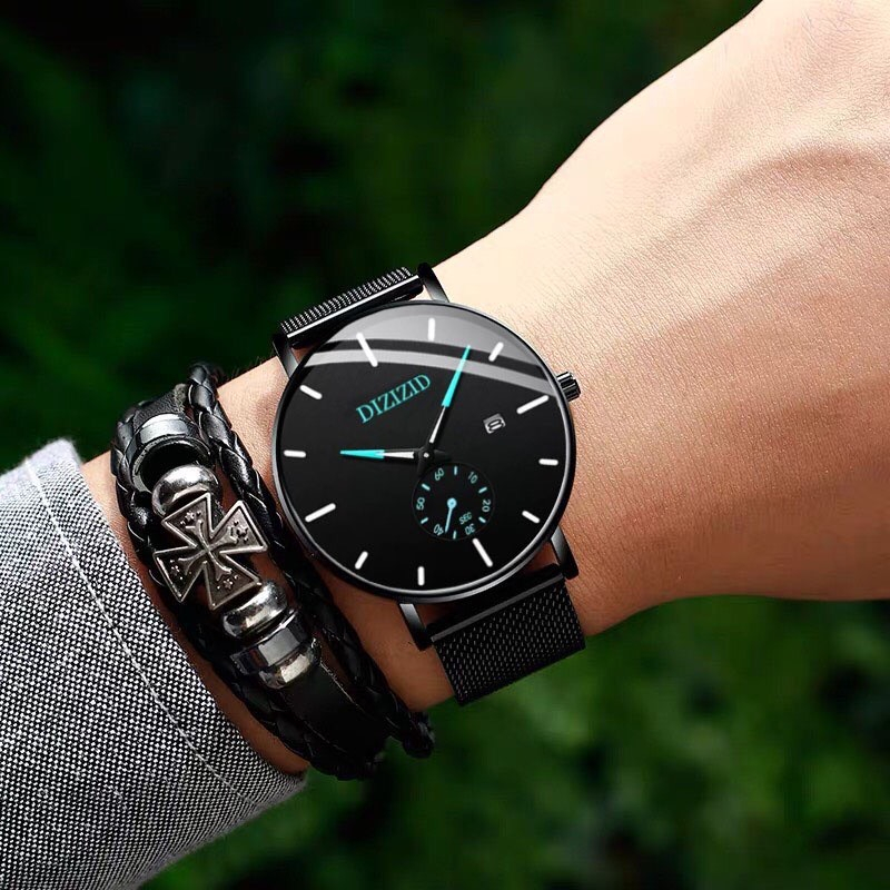Đồng hồ nam chính hãng DIZIZID dây thép lụa đen Chạy Full 5 kim - Có lịch ngày - Thiết kế trẻ trung hiện đại DZZ89