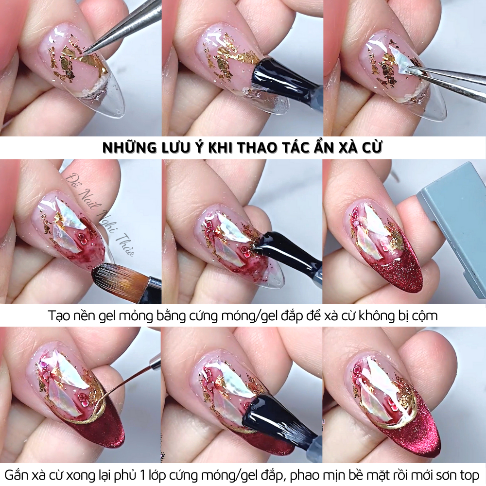 Xà cừ nail ngọc trai nhân tạo đá cz NGHI THẢO trang trí móng tay