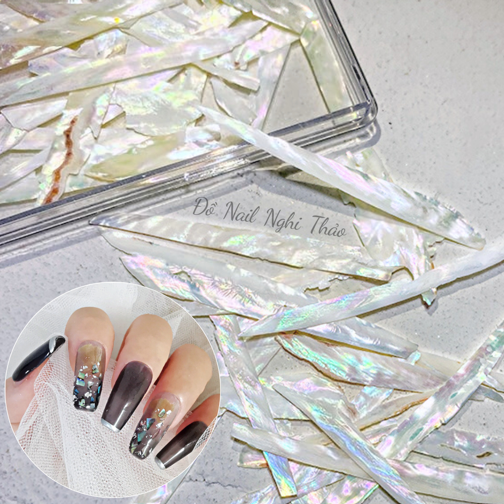 Xà cừ nail ngọc trai nhân tạo đá cz NGHI THẢO trang trí móng tay