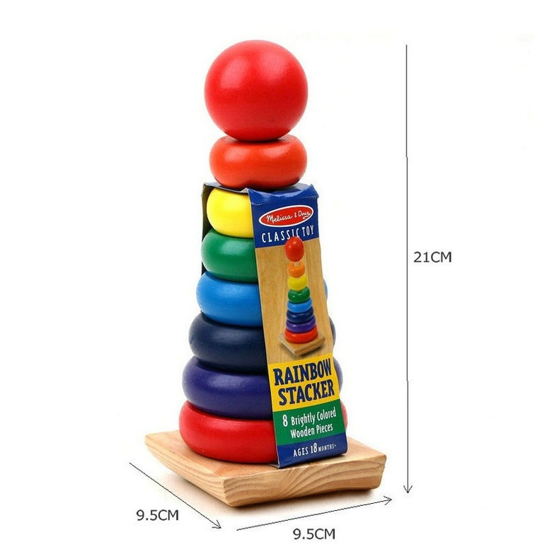 Đồ chơi gỗ thông minh, xếp 3 tháp cầu vòng size lớn/nhỏ cho bé - DOZKIDZ