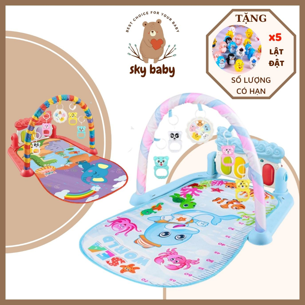Thảm nhạc Hươu- Voi cho bé nằm chơi Thảm nhạc cao cấp cho bé vui chơi hươu hồng ngộ nghĩnh +QUÀ