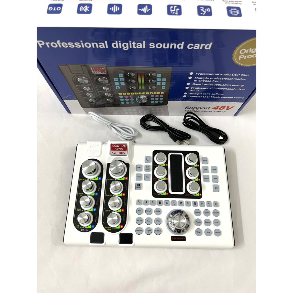 Sound card sx98 livestream tích hợp nguồn 48v