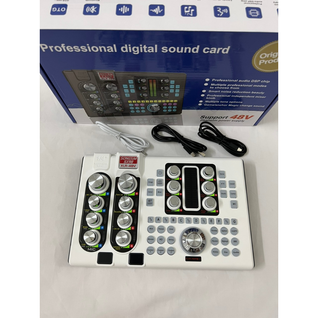 Sound card sx98 livestream tích hợp nguồn 48v