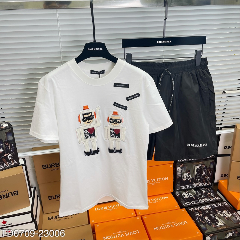 Bộ DG Nam Thêu Logo Hình Người Siêu Cute - Bộ DG Nam Chất Cotton Siêu Mát