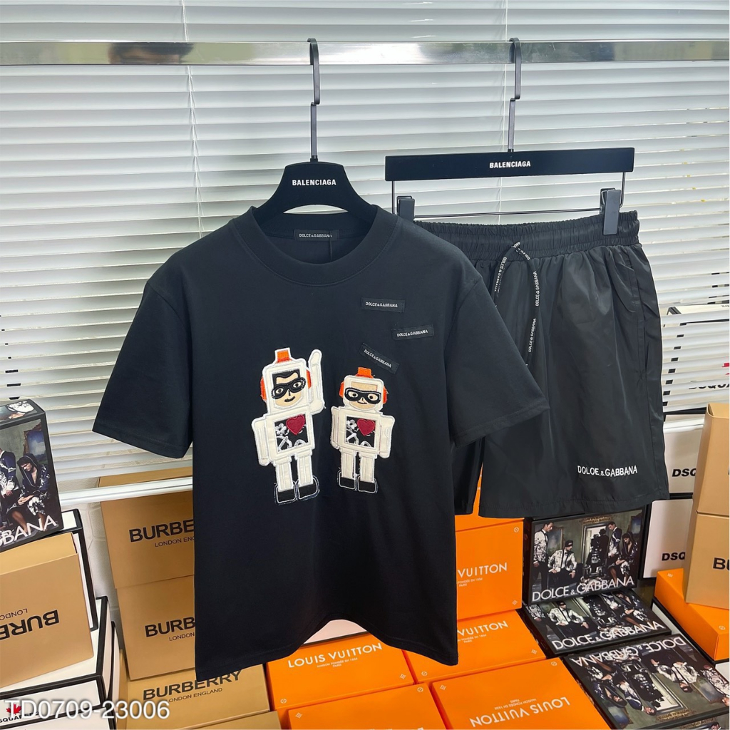 Bộ DG Nam Thêu Logo Hình Người Siêu Cute - Bộ DG Nam Chất Cotton Siêu Mát