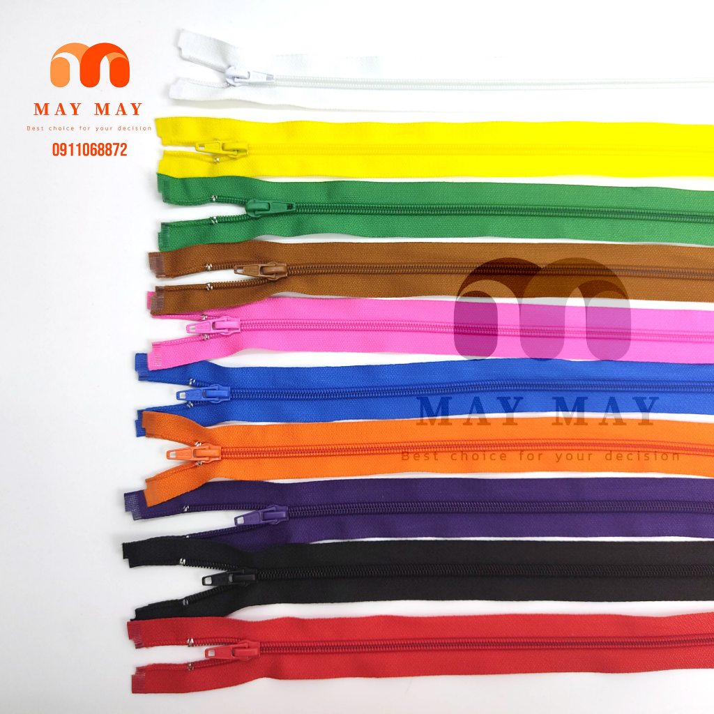 Dây kéo áo khoác răng cước 1 lố 12 sợi đủ màu