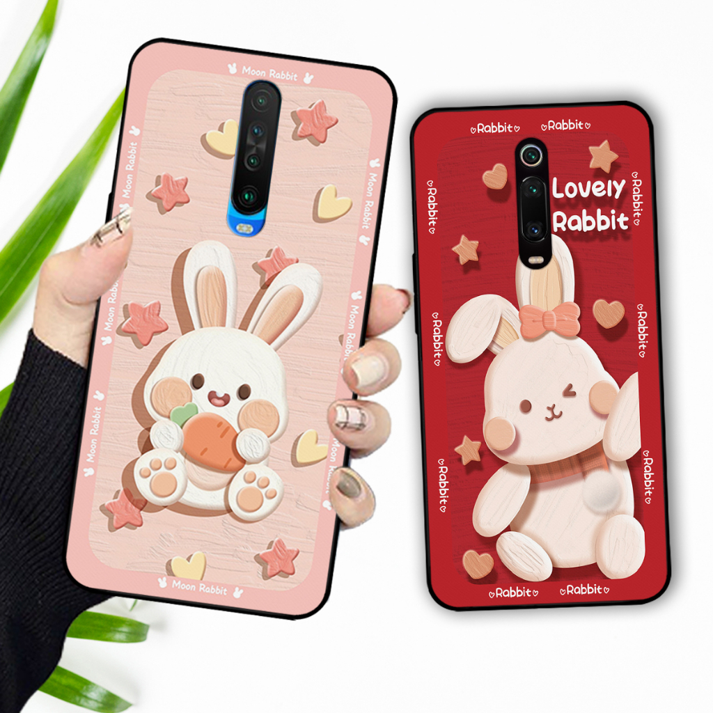 Ốp lưng Redmi K20/K20 Pro / Redmi K30 / Xiaomi Mi 9T in hình caro đỏ, thỏ hồng may mắn, lovely rabbit