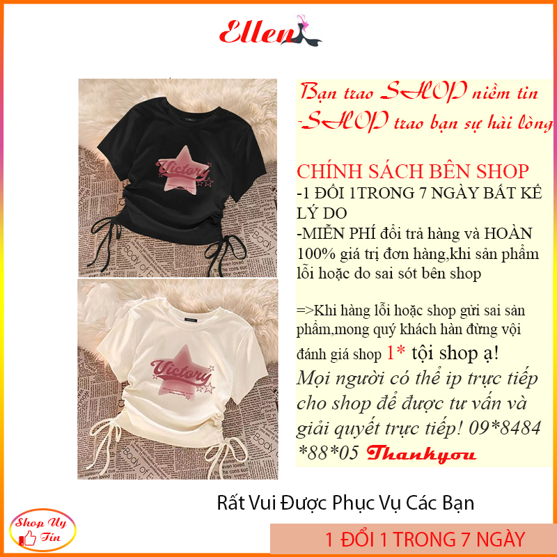 Áo croptop nữ, Áo cộc tay nữ dây rút 2 bên tay ngắn cổ tròn ôm body vải bozip tăm hàn co giãn mặc mát ellen ATC3