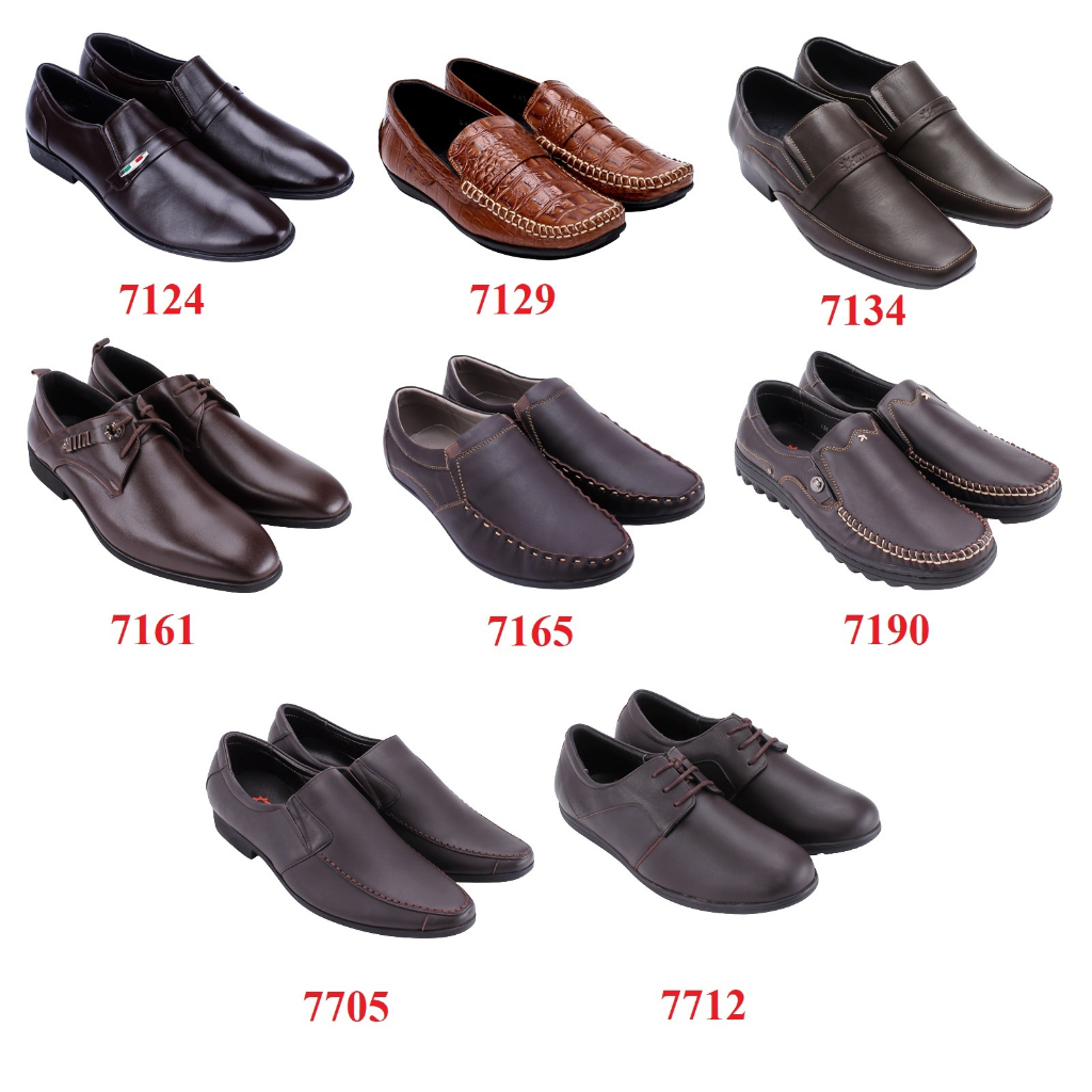 Giày nam da bò nhiều loại màu nâu HP7124-29-34-61-65-90-93-7705-12